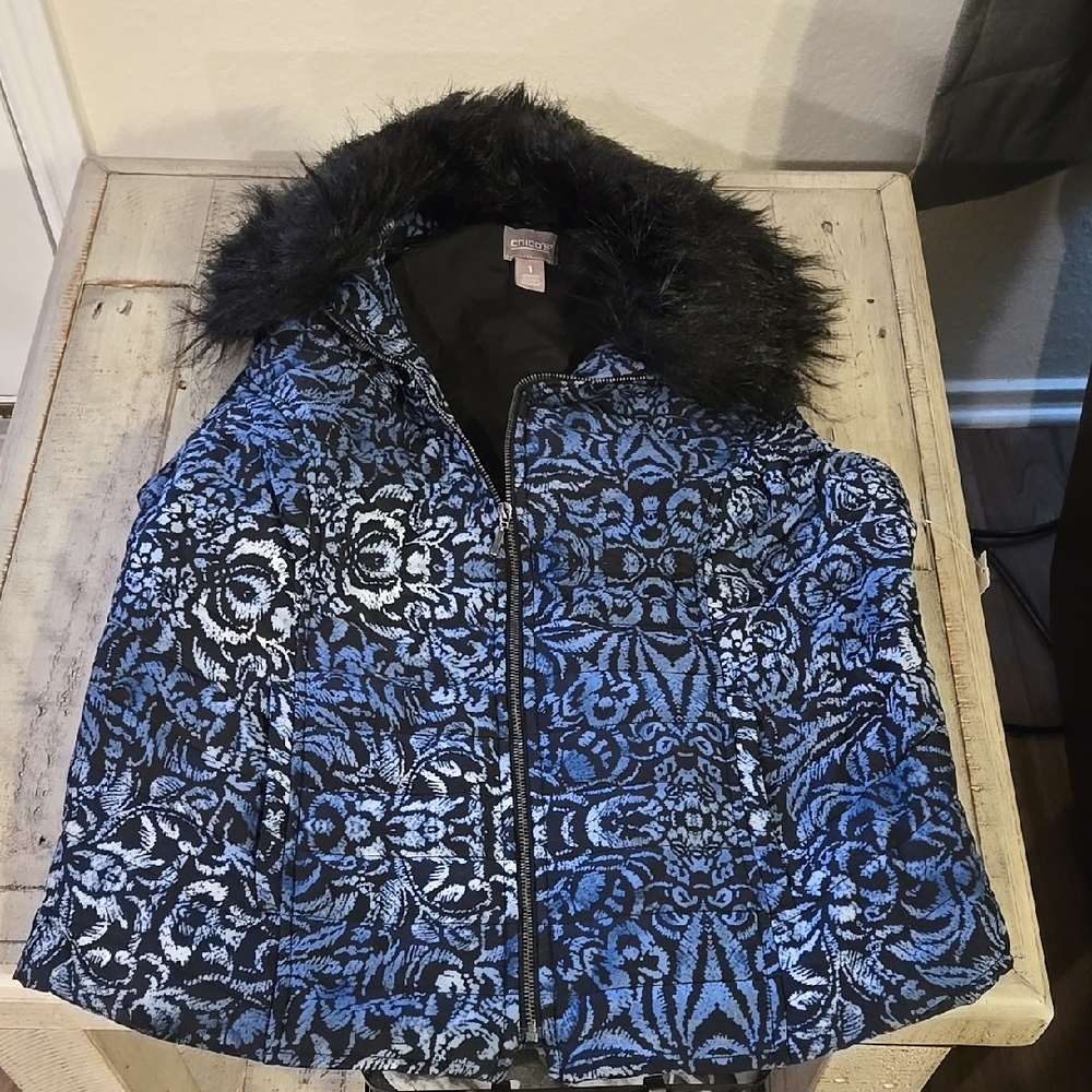 Chico's Blue and Black Patterned Vest